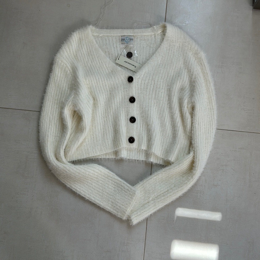 Francesca’s fuzzy cropped sweater